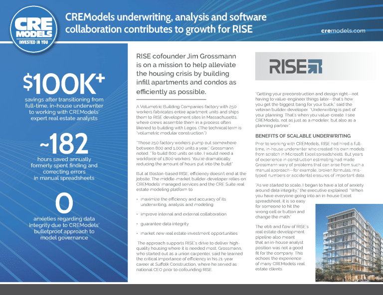 Scalable Real Estate Underwriting Services: How RISE Streamlined Operations with CREModels